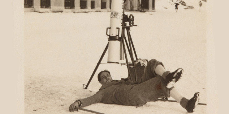 Ulrich Becher beim Skifahren in St. Moritz, 1930er Jahre