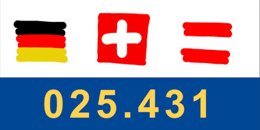 Illustration mit einer DDC-Notation und stilisierten Flaggen von Deutschland, der Schweiz und Österreich