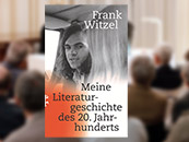 Cover of the book “Meine Literaturgeschichte des 20. Jahrhunderts“, in the background audience of an event