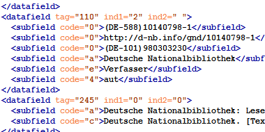 The data record for the German National Library in the Integrated Authority File in exchange format MARC 21 The data record for the German National Library in the Integrated Authority File in exchange format MARC 21