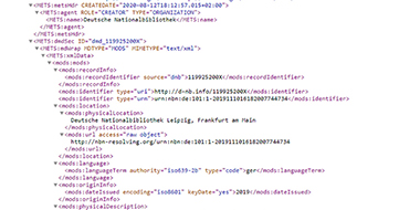 XML code in METS format XML code in METS format