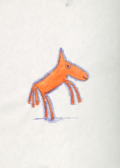 Kinderzeichnung eines springenden Pferdes  