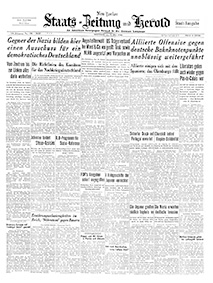 Titelblatt des New Yorker - Staatszeitung und Herold vom 3. Mai 1944 mit Gründungsaufruf "Council for a Democratic Germany"
