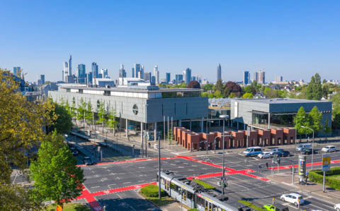 Drohnenaufnahme der Deutschen Nationalbibliothek in Frankfurt am Main Drohnenaufnahme der Deutschen Nationalbibliothek in Frankfurt am Main
